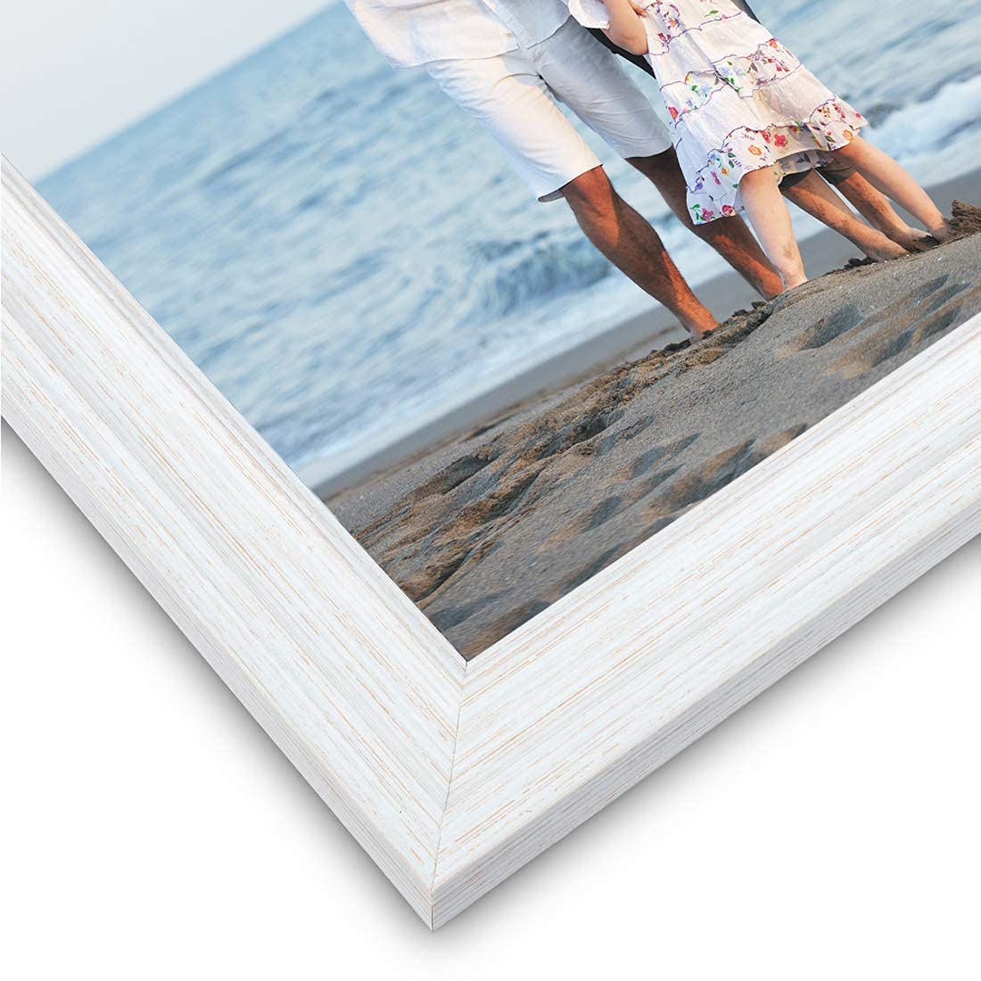 LaVie Home 4x6 Picture Frames (3 Pack, White) - Rustic Wood Photo Frame Set with HD Glass for Wall Mount & Tabletop Display - Perfect for Family Photos, Wedding Pictures, and Home Decor