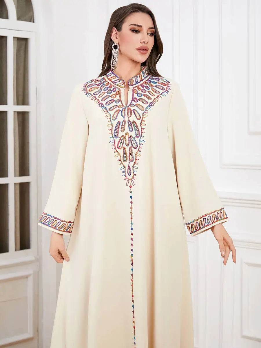 Elegant Eid Dress for Women - Embroidered Mukhawar Caftan Kaftan Dress #254342 | Perfect for Eid Celebrations, Weddings & Special Occasions