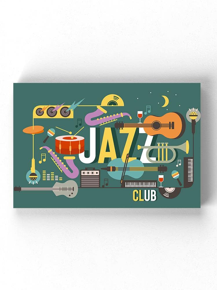 Jazz Club Wrapped Canvas Wall Art - Vintage Music Bar Painting Decor for Living Room, Bedroom & Office - Perfect Gift for Jazz Lovers & Music Enthusiasts