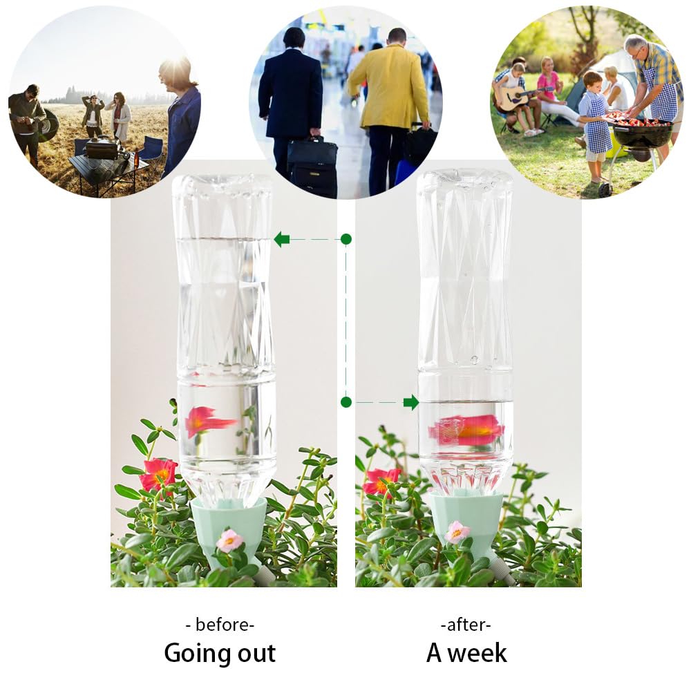 Self Watering Spikes for Plants - 6 Pack Adjustable Drip Irrigation Stakes, Automatic Plant Watering System for Indoor & Outdoor Potted Plants, Vacation Plant Care Solution - Perfect for Home, Office, Garden and Travel Use