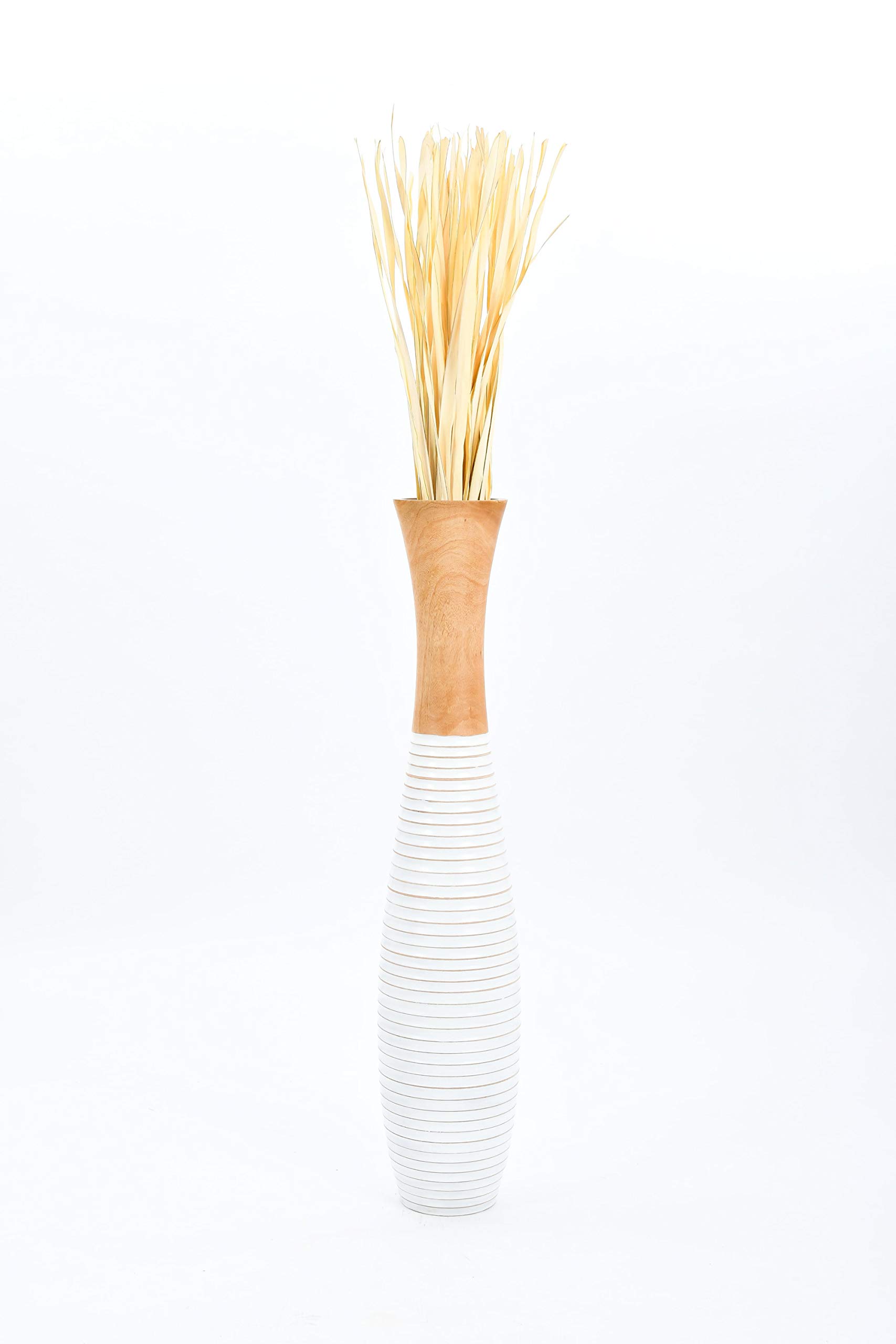 Leewadee 43 Inch Large White Wooden Floor Vase - Farmhouse Home Decor for Flowers, Fake Plants & Pampas Grass | Perfect for Living Room, Entryway & Wedding Decor
