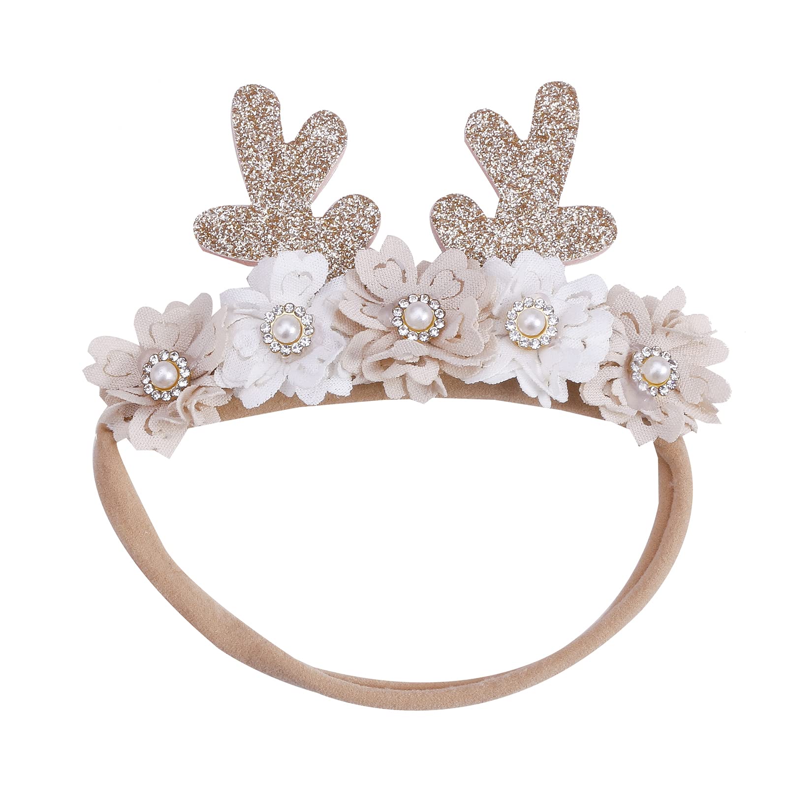 Baby Girl Christmas Hair Accessories Headbands Set - 3Pcs Elastic Hair Bands with Floral Crowns for Newborns, Infants & Toddlers | Perfect Xmas Gifts for Holiday Photos & Party Outfits