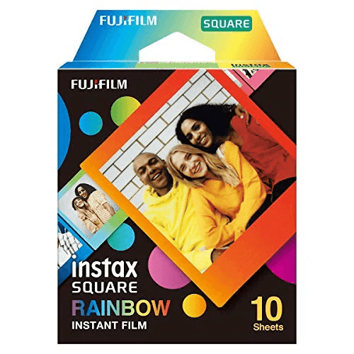 Fuji Instax Square Rainbow Instant Film - 10 Sheets Pack for Fujifilm Instax Square Cameras - Perfect for Parties, Travel & Creative Photography