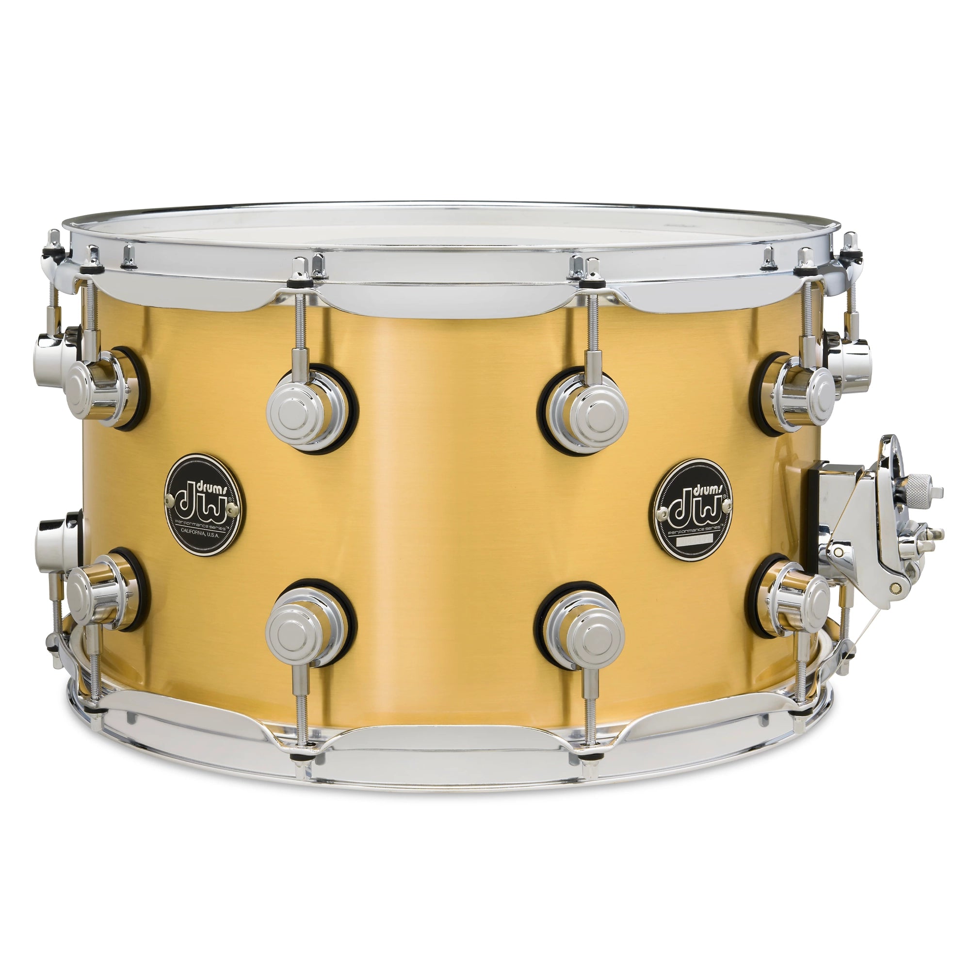 DW Performance Series 8 x 14 Inch Brass Snare Drum - Professional Grade Brass Shell Drum for Live Performances, Studio Recording & Drum Kits