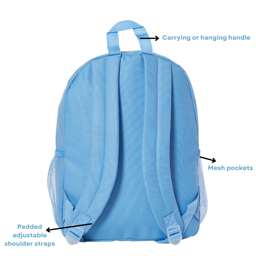 Disney Frozen Kids Backpack Set for Girls - 16 Inch School Backpack with Insulated Lunch Bag & Water Bottle (Blue) - Perfect for School, Travel & Outdoor Adventures