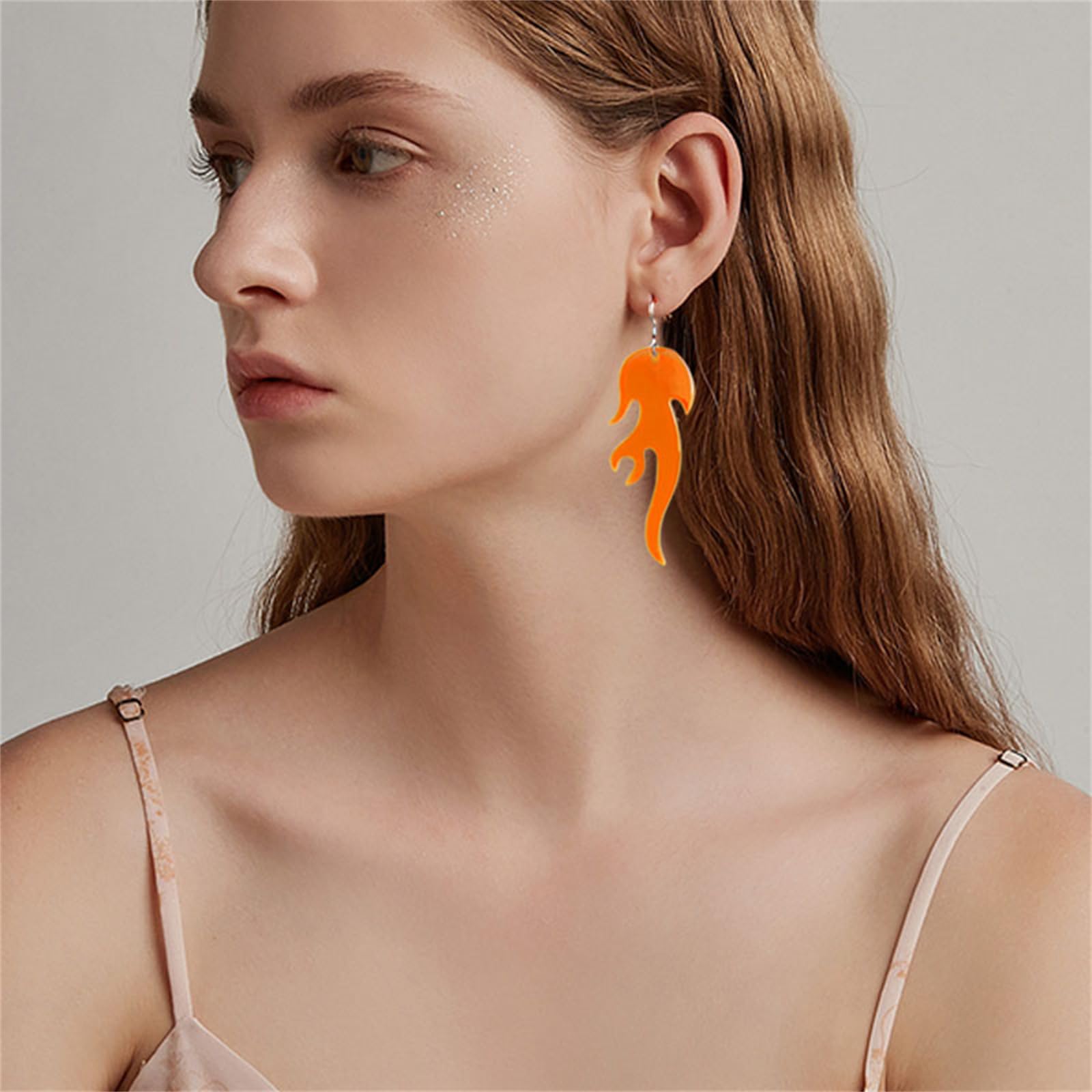 ONLYJUMP Lightweight Acrylic Transparent Earrings - Colorful Halloween Costume Jewelry, Unique Funny Flame Dangle Earrings for Women - Perfect Statement Accessories for Parties, Cosplay & Gift Giving