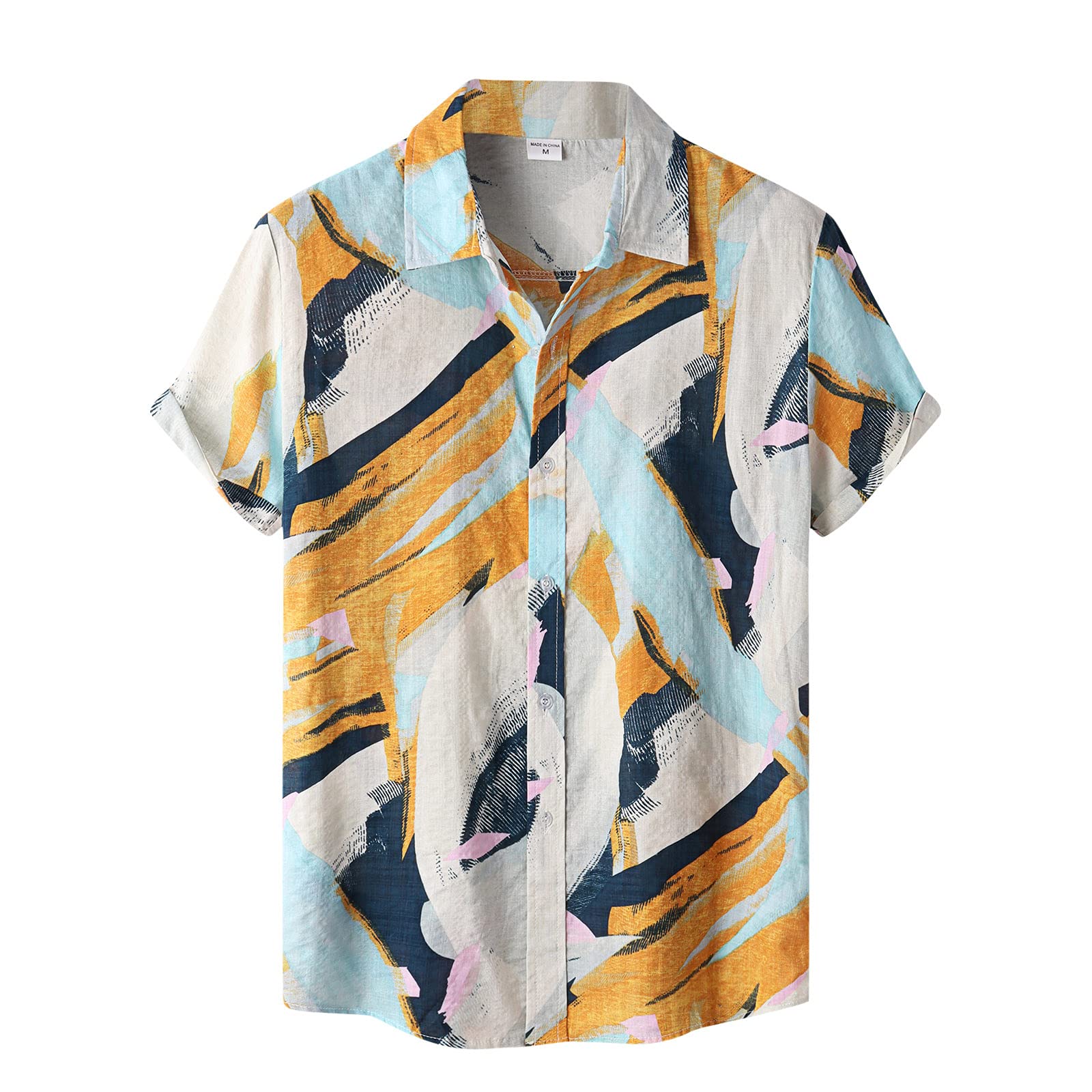 **Men's Cotton Linen Button-Down Shirts - Hawaiian & Vintage Graphic Tees for Summer & Fall - Short & Long Sleeve Casual Shirts for Beach, Travel, and Outdoor Activities**