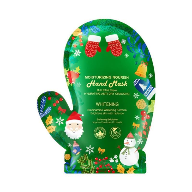 Naolve Christmas Nicotinamide Moisturizing Hand & Foot Mask Gift Set - Travel Size for Women & Girls - Deep Hydration for Dry, Dark & Rough Skin - Perfect for Holiday Gifting, Self-Care & Spa Nights (Hand Size)