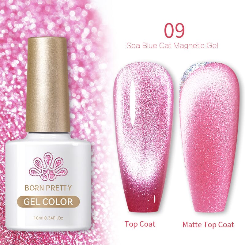 Sea Blue Cat Magnetic Gel Polish 10ml - UV LED Nail Art Kit for Salon & Home Manicure - Long Lasting Nail Polish for Professional & DIY Use
