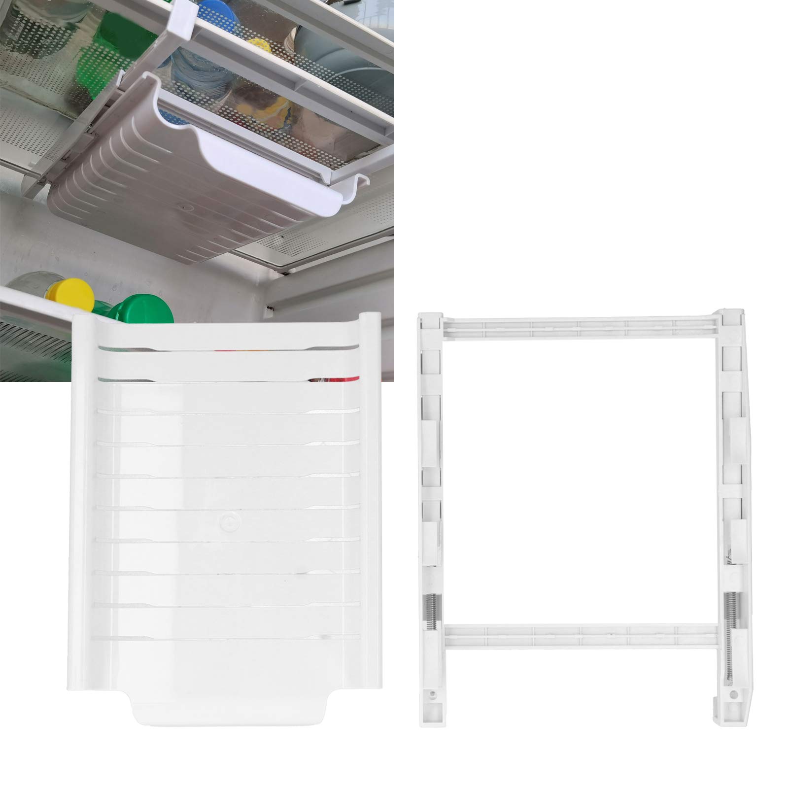 White Refrigerator Organizer Bins - Stackable Fridge Storage Drawers for Fruits, Vegetables & Food Containers | Kitchen & Pantry Organization Solution for Home & Apartment