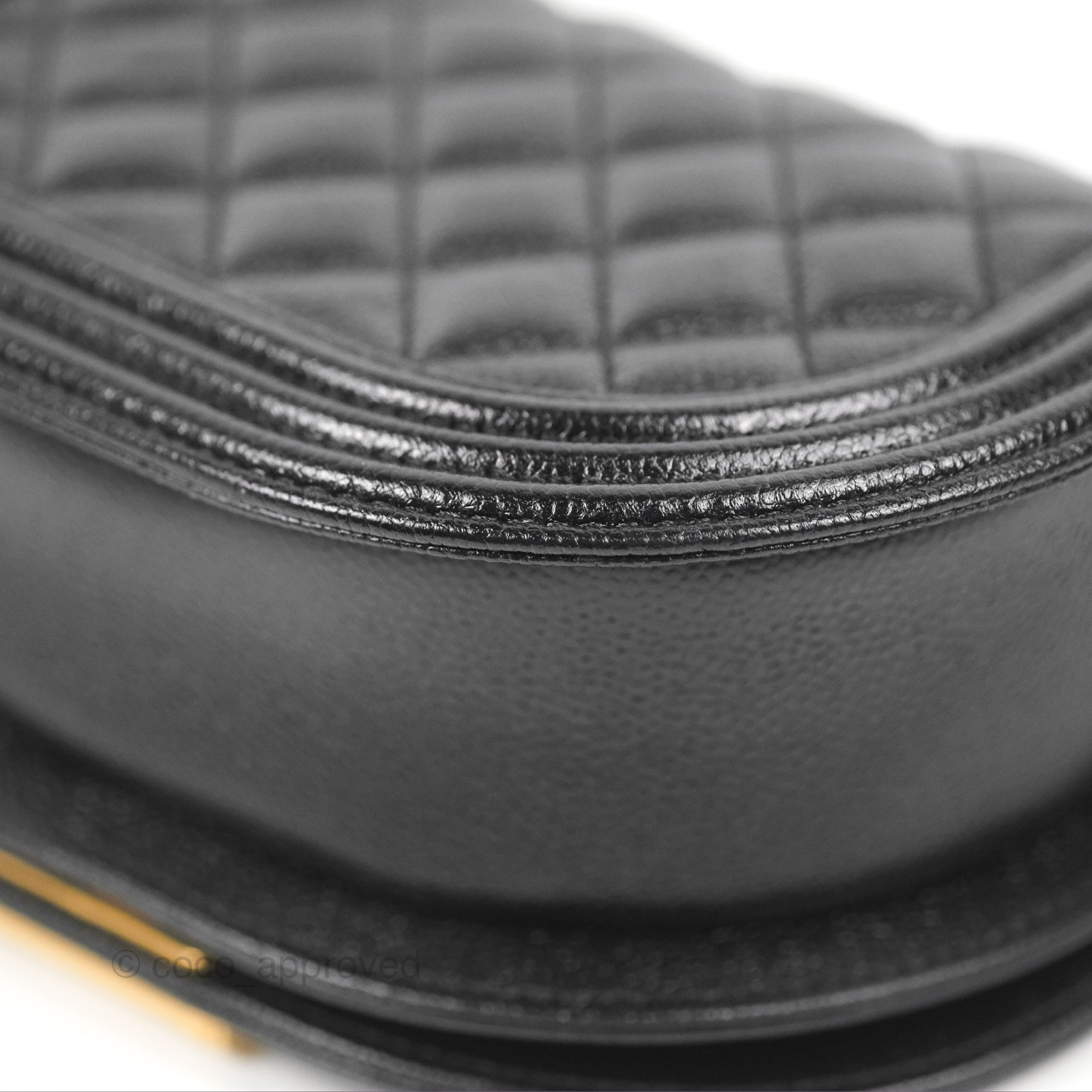Chanel Boy Messenger Bag Black Caviar Leather with Aged Gold Hardware - Luxury Crossbody Bag for Women, Perfect for Work, Travel & Evening Events