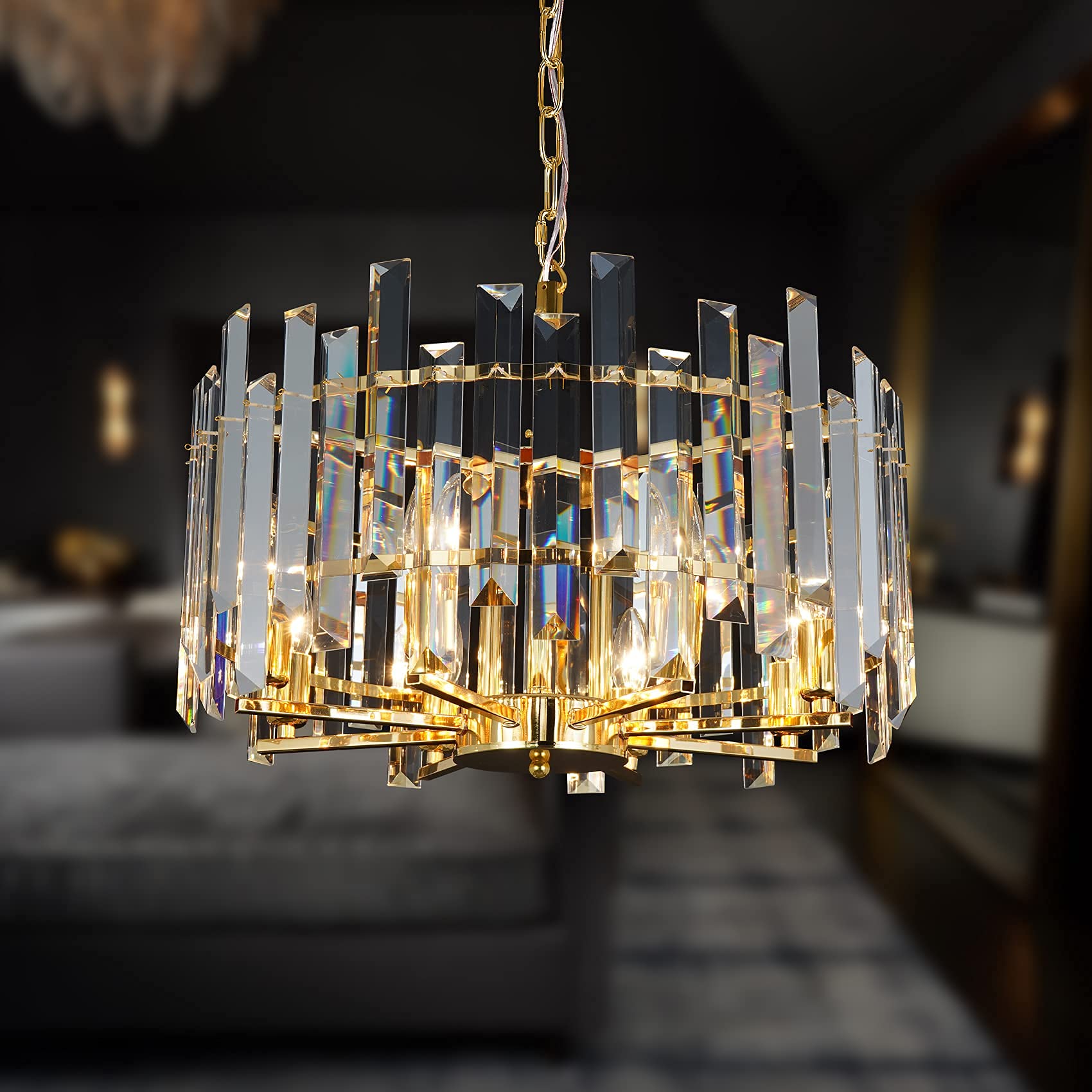 **AHEYLITY Modern Crystal Chandelier Lighting - 19.65