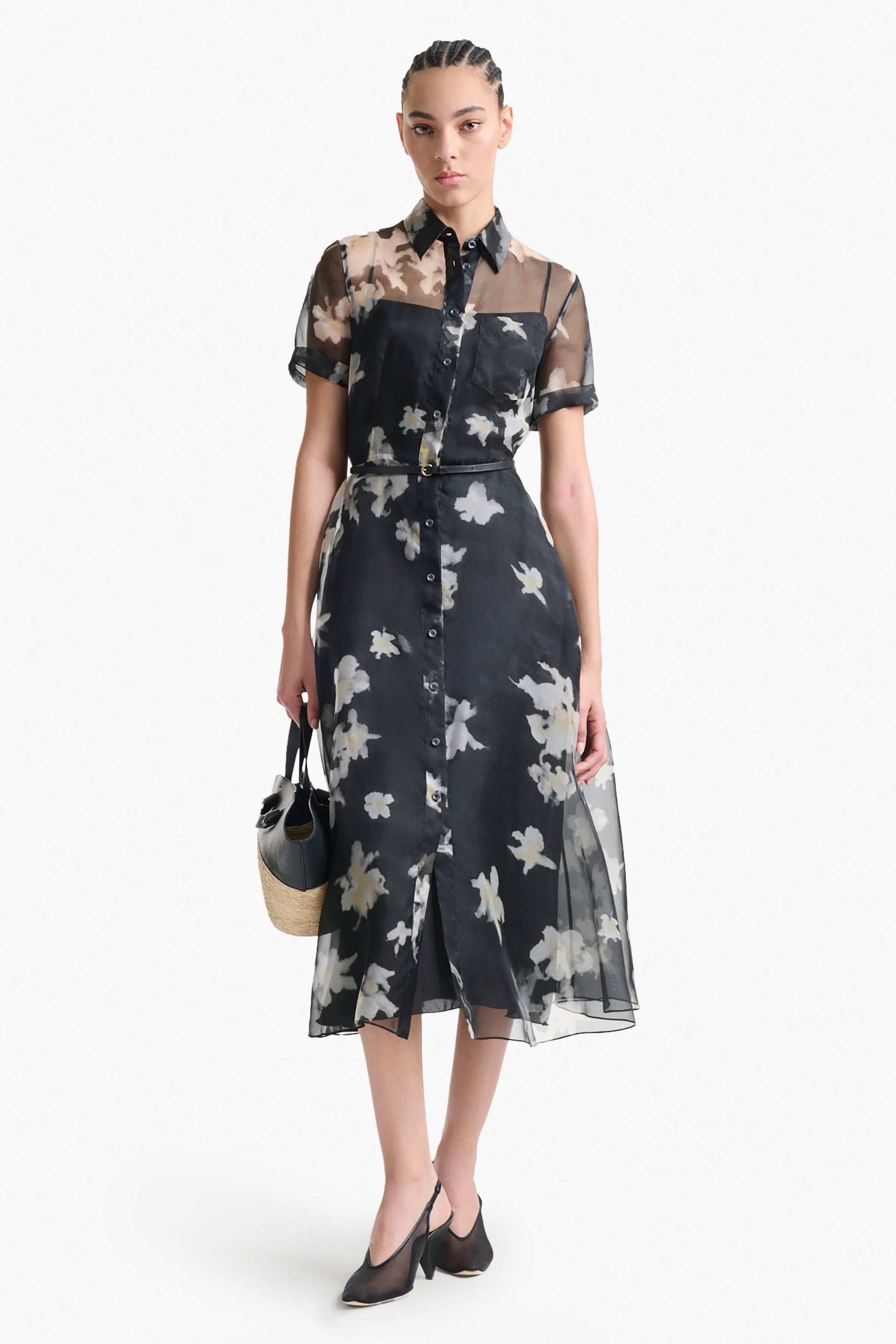 Kiera Dress Black Inky Flowers - Elegant Floral Print Maxi Dress for Women | Perfect for Weddings, Parties & Summer Outfits