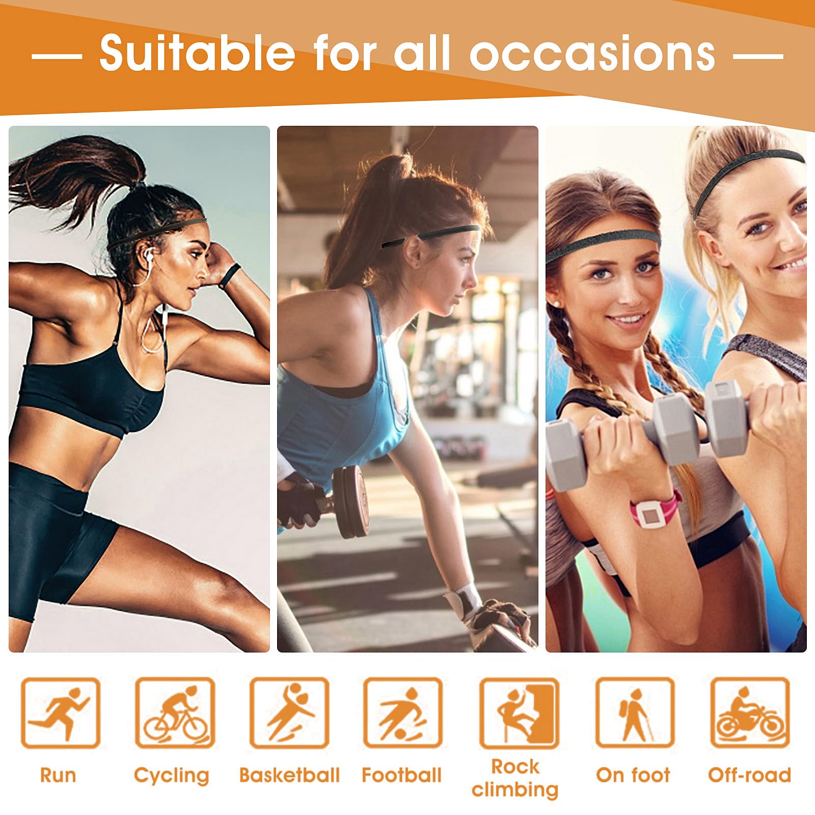 4 Pack Non-Slip Sports Headbands for Women & Men - Elastic Running Headbands, Sweat Absorbent Yoga Hairbands for Football, Workout, Gym & Outdoor Exercise - Perfect for Jogging, Tennis & Fitness Activities