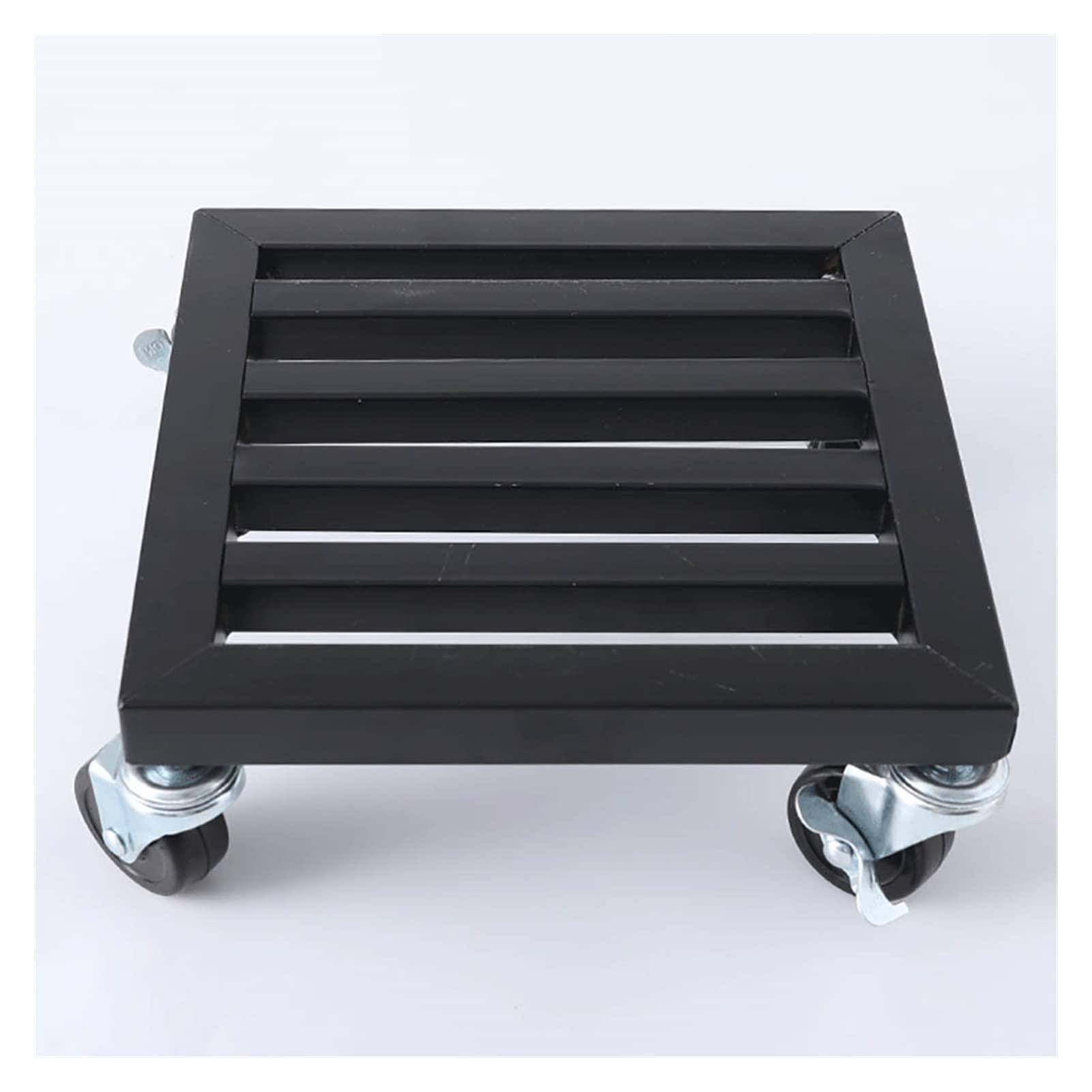 Heavy Duty Metal Plant Stand with Wheels - Square Iron Plant Caddy, Outdoor Flower Pot Rack, Indoor Rolling Tray Coaster - Fully Assembled Black 50cm for Patio, Garden & Home Decor