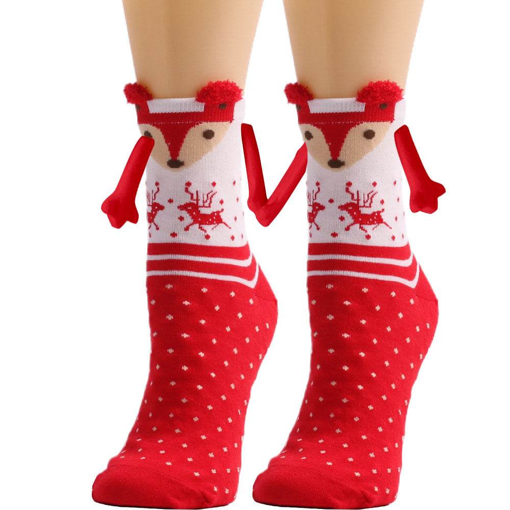 Cozy Christmas Socks for Hand Holding - Warm Holiday Couple Socks for Christmas Gifts, Stocking Stuffers & Romantic Winter Nights