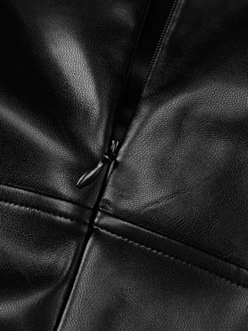 Sexy Black PU Leather Bodycon Dress for Women - High Waist Sleeveless Tank Dress with O-Neck for Nightclub, Party & Evening Wear | Perfect for Clubbing, Date Nights & Special Occasions