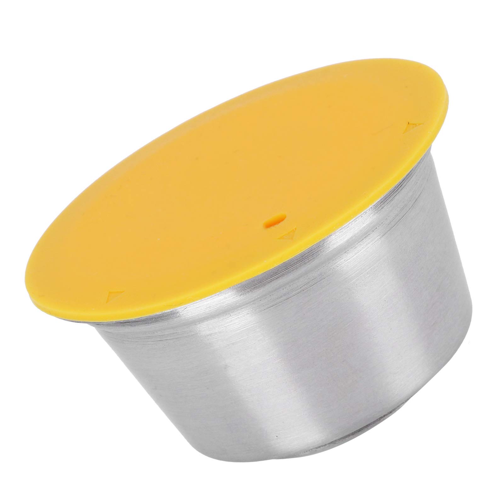 Stainless Steel Reusable Coffee Pods for Dolce Gusto - Refillable Coffee Capsule Cup with Silicone Lid (Yellow) | Eco-Friendly Coffee Accessory for Home & Office Use