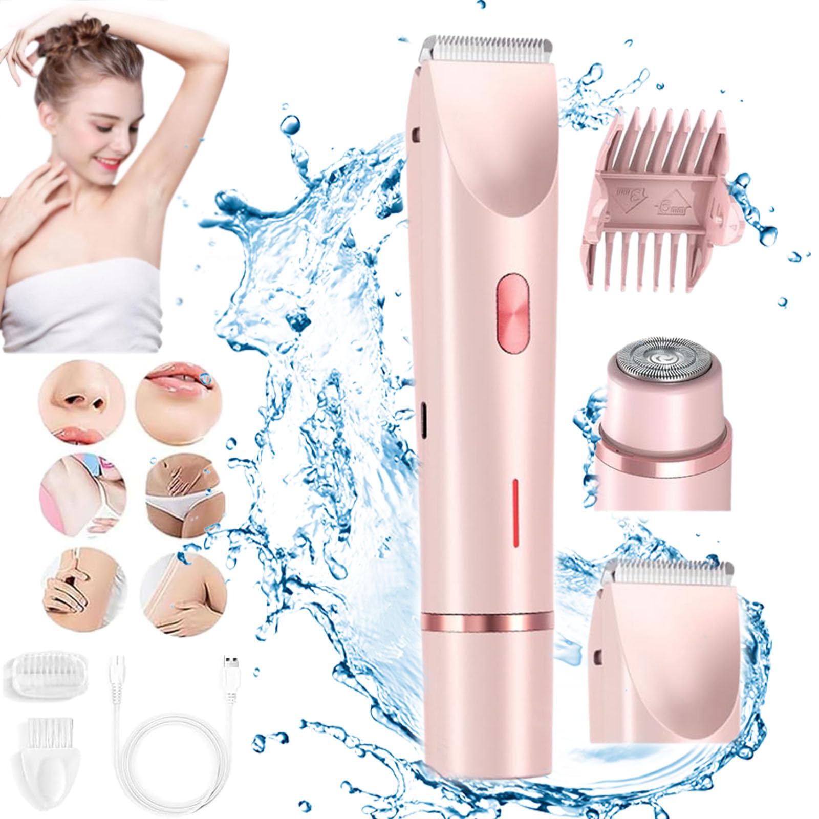 Ezme 2-in-1 Electric Razor & Bikini Trimmer for Women - Waterproof Wet/Dry Shaver for Smooth Underarms, Legs & Body Hair - Pink Trimmie 2.0 | Perfect for Travel, Gym & Quick Touch-Ups at Home
