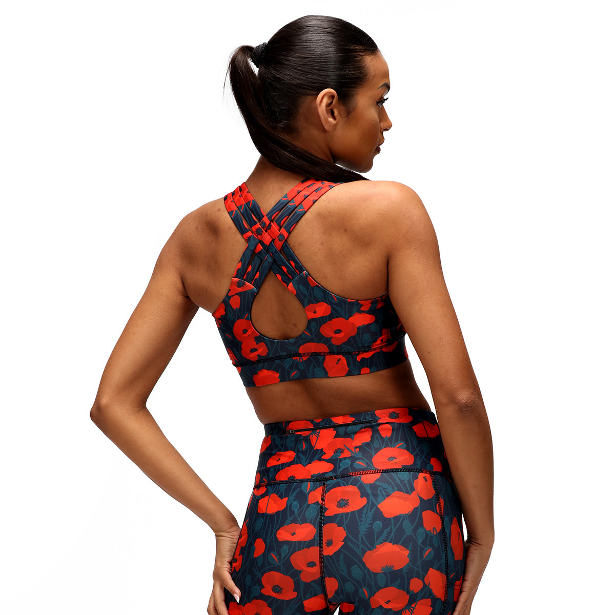 Poppy Field Cross Back Bra - Comfortable & Stylish Women's Sports Bra for Yoga, Running & Workouts