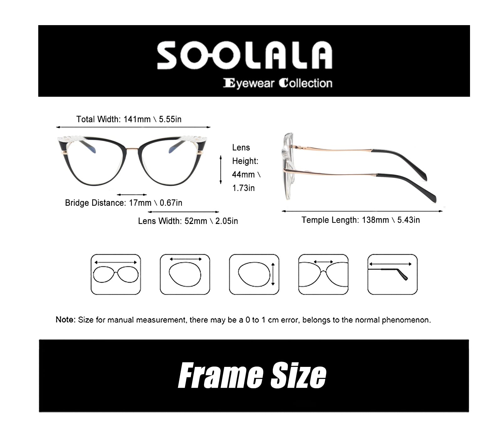 SOOLALA Women's Blue Light Blocking Glasses TR90 Lightweight Spring Hinged Cat Eye Reading Glasses for Computer Work & Reading