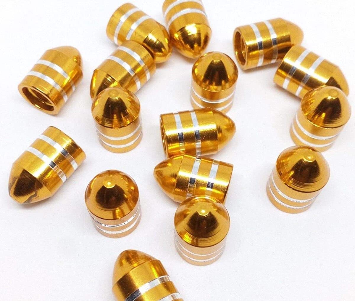 12 Pcs Gold Aluminum Bullet Style Tire Valve Stem Caps - Premium Air Valve Covers for Car, Truck & Motorcycle Wheels - Enhance Your Vehicle's Style & Protection