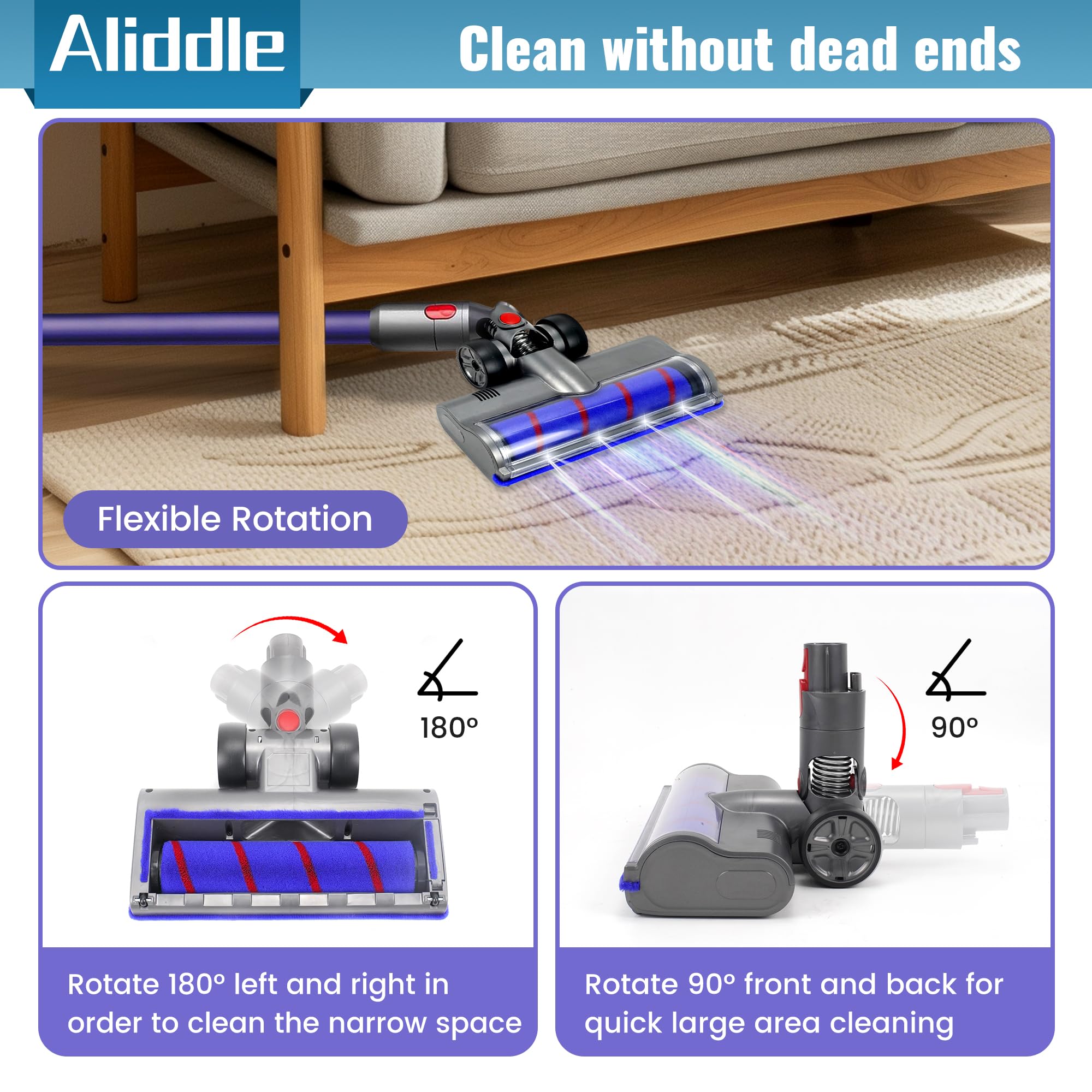 Dyson V7 V8 V10 V11 V15 Vacuum Attachments - Hardwood Floor & Carpet Brush Replacement Parts for Cordless Stick Vacuums | Perfect for Pet Hair, Stairs & Deep Cleaning