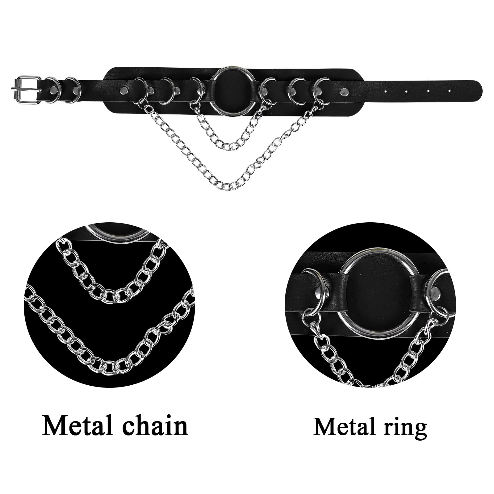 Women's Leather Body Harness Collar Necklace - Punk Gothic Fashion Metal Chain Choker for Carnival Costume & Alternative Style Accessories | Perfect for Halloween, Cosplay, and Edgy Streetwear Outfits
