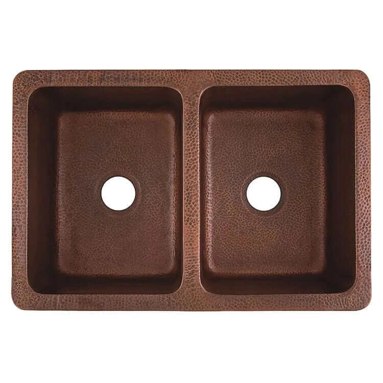 Thompson Quiroga 33-Inch Antique Copper Farmhouse Sink KDA-3322AH | Vintage Kitchen Sink for Rustic Farmhouse & Modern Farmhouse Decor | Perfect for Kitchen Remodeling & Country Style Homes