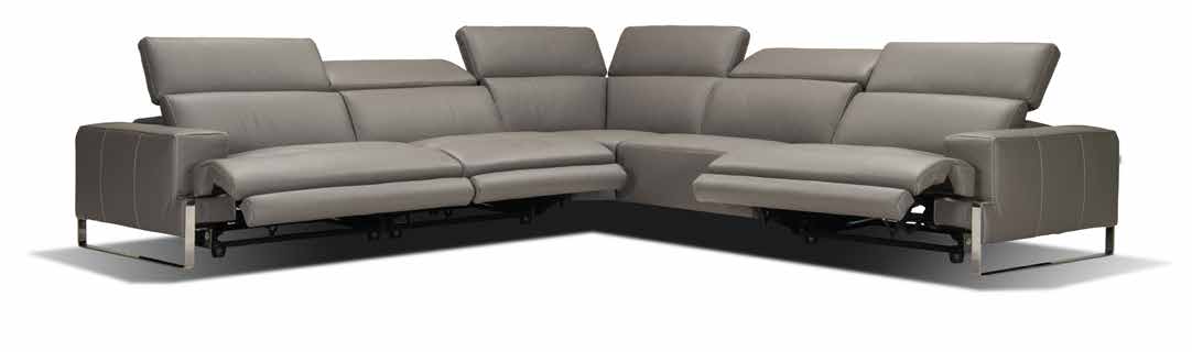 INCANTO I768 5-Piece Sectional Sofa with 3 Power Recliners - Modern L-Shaped Living Room Furniture for Home Theater & Family Gatherings