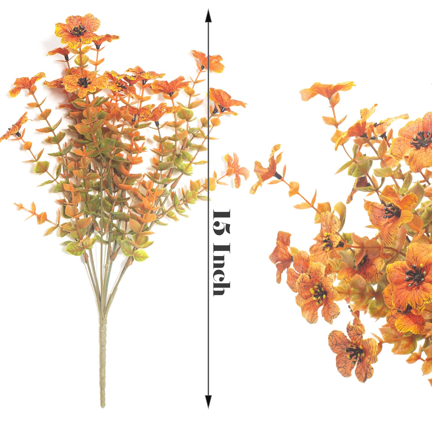 10 Bundles Artificial Fall Flowers for Outdoor Decor - UV Resistant Faux Flowers for Porch, Garden, and Fall Wreaths