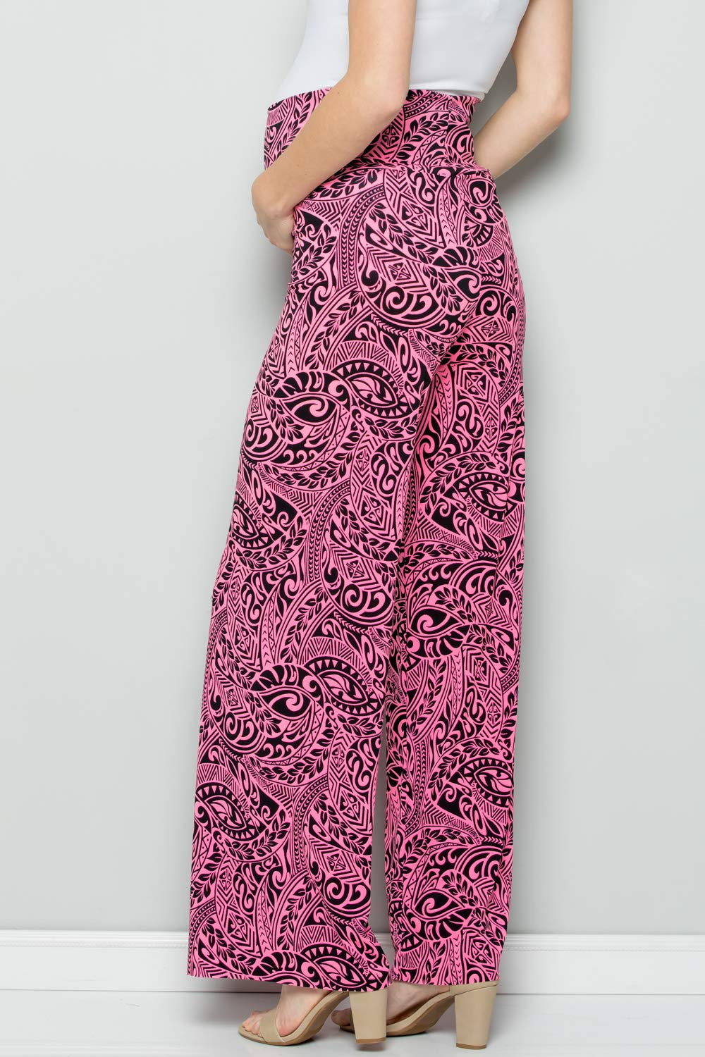 Stylish Maternity Palazzo Pants for Women - Bohemian Floral Print with Tummy Control - Comfortable Pregnancy Pants for Casual Wear, Work & Relaxation