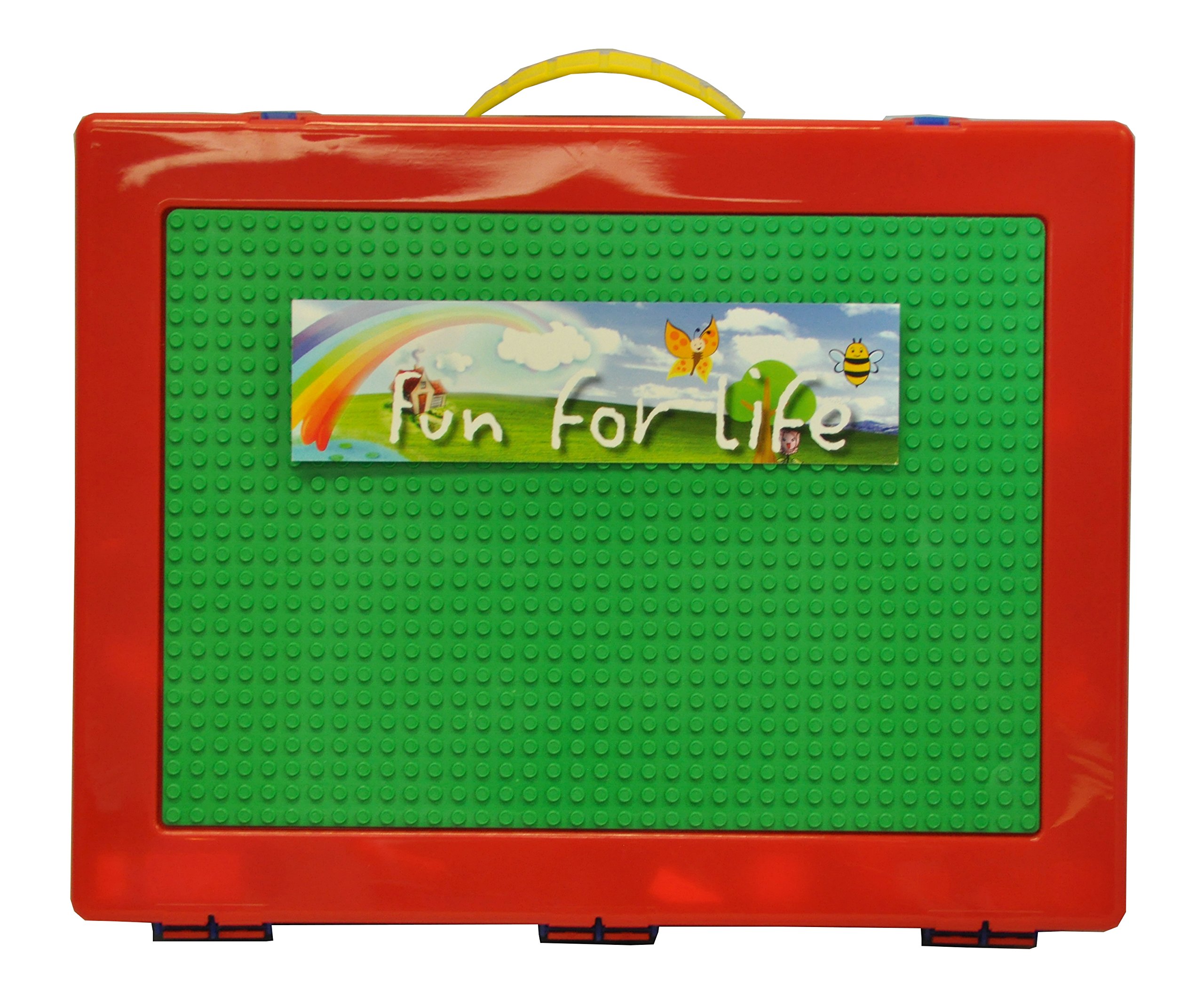 LEGO-Compatible Storage Organizer Case with Building Plate - Holds 1000+ Bricks (Green/Blue) | Perfect for LEGO Organization & Creative Play