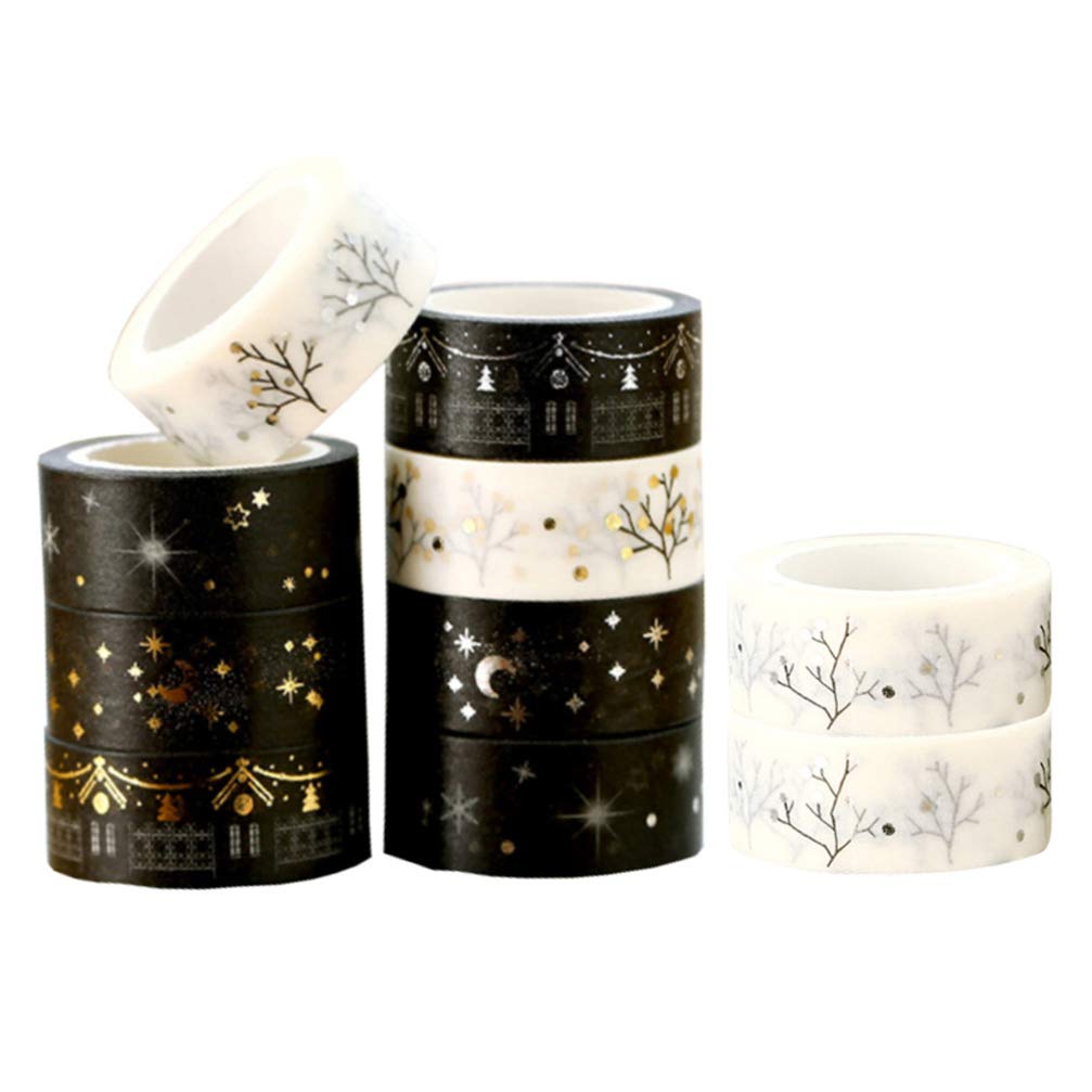 10 Rolls Japanese Washi Tape Set - Bronzing Universe DIY Decorative Masking Tapes for Scrapbooking, Gift Wrapping, Bullet Journaling & Craft Projects | Perfect for Art, School Supplies & Home Decor