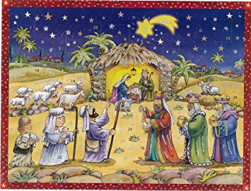 Large Traditional German Advent Calendars - Nativity & Religious Christmas Countdown for Home Decor & Holiday Celebration