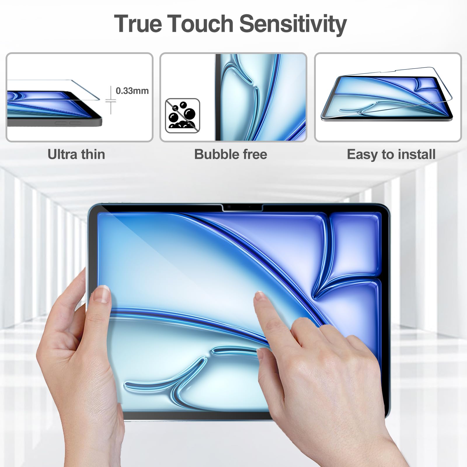 ProCase 2 Pack Tempered Glass Screen Protector for iPad Air 11 Inch (M3 2025/M2 2024) - Compatible with iPad Air 7th & 6th Generation - Anti-Scratch & Bubble-Free - Perfect for Work, Study & Entertainment
