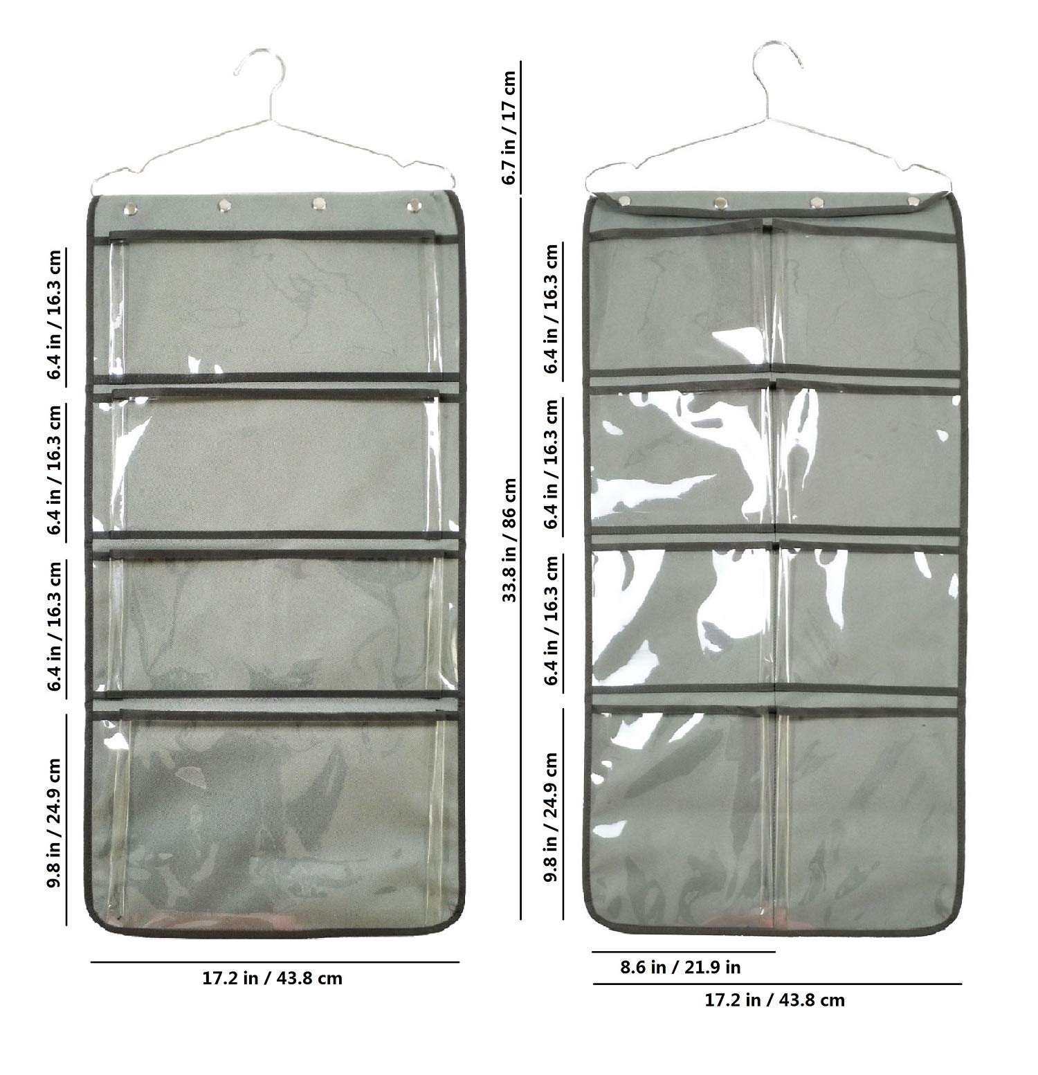 Durable Dual-Sided Hanging Closet Organizer with 12 Large Clear Pockets - Perfect for Underwear, Socks, Bras & Stockings Storage - Space Saving Closet Accessory (Purple) - Ideal for Bedroom, Dorm & Travel Organization