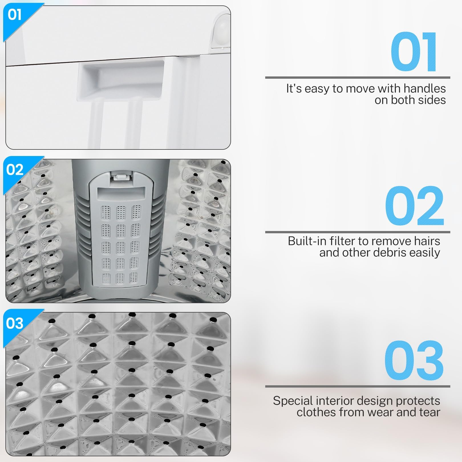 Nictemaw 17.8Lbs Full Automatic Portable Washing Machine - 2.4 Cu.ft Compact Laundry Washer with 10 Wash Programs, 8 Water Levels, Drain Pump & LED Display - Perfect for Apartments, Homes, RVs, Camping & Small Spaces