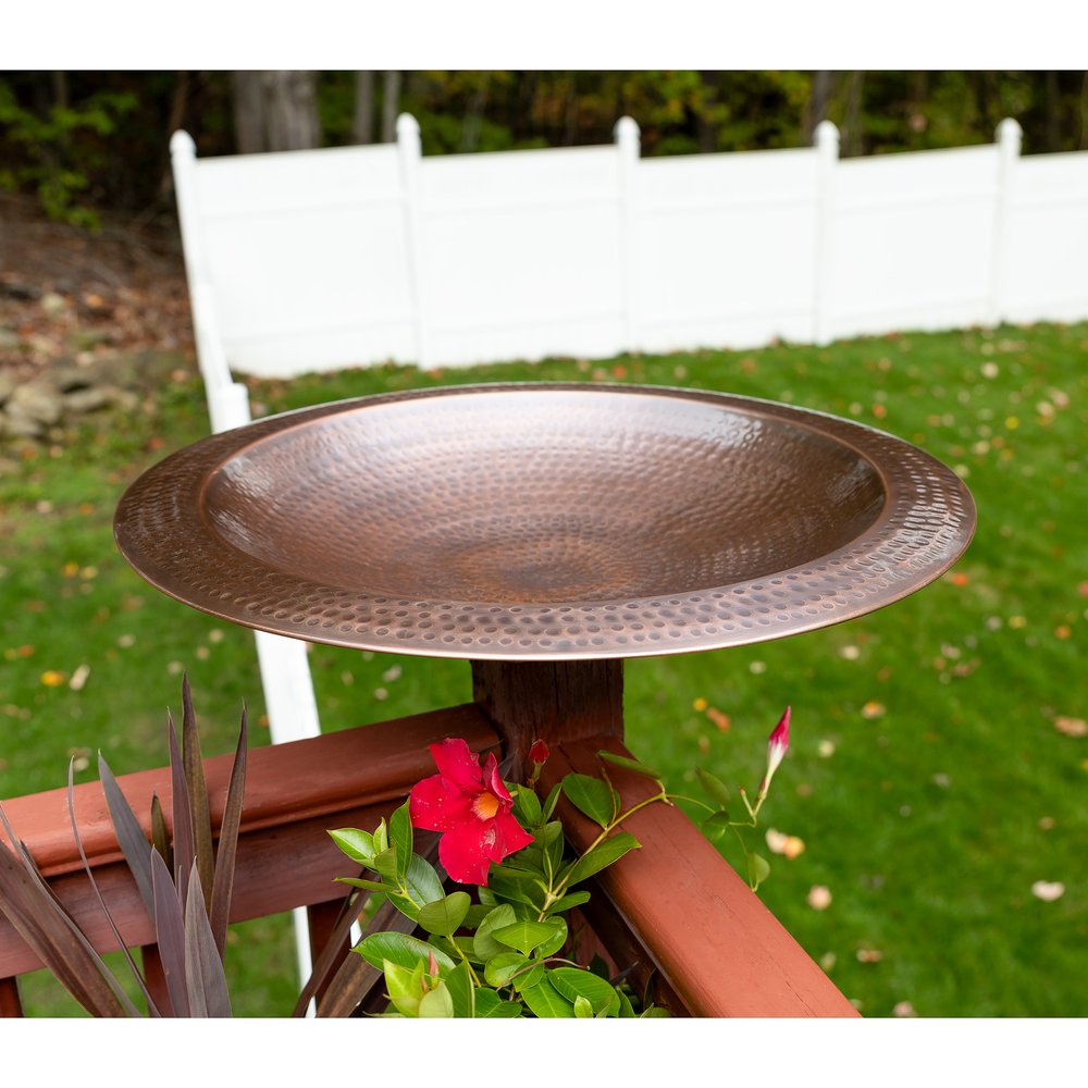 Achla Designs Hammered Copper Birdbath for 4x4 Post - Outdoor Garden Decor for Birds & Wildlife - Perfect for Backyard, Patio, and Garden Decorations