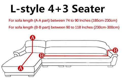 ELEOPTION 2-Piece Stretch Fabric Sectional Sofa Slipcover - Universal L-Shaped Couch Cover Protector with Gift Pillow (Pure Beige, Fits 4+3 Seater) | Perfect for Living Room, Family Room & Home Theater Furniture Protection