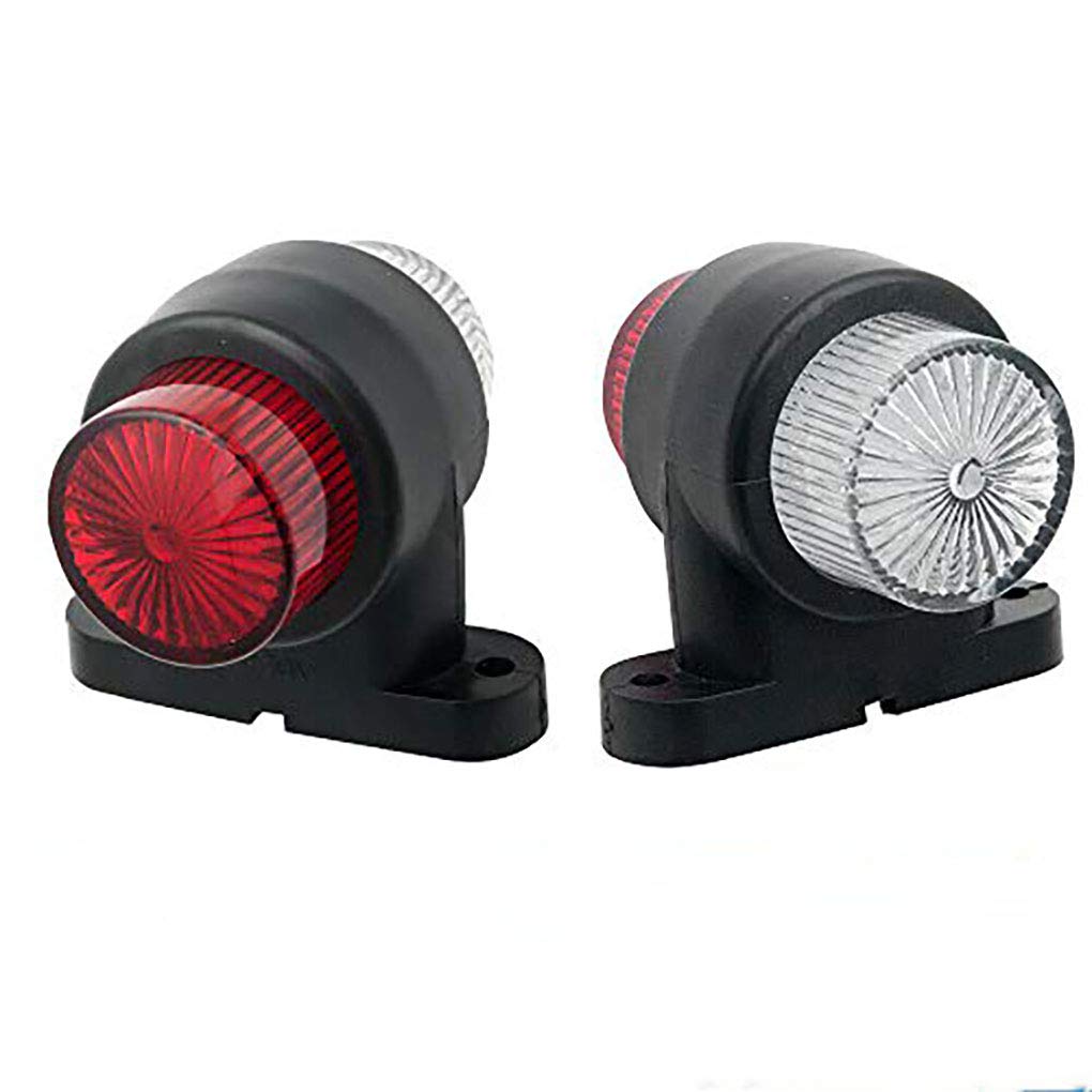8 LED Elbow Side Marker Lights - Red & White Rubber Lamp Outline Lights for Truck, Trailer, Van, Caravan - Durable Waterproof Marker Lights for Nighttime Visibility & Safety
