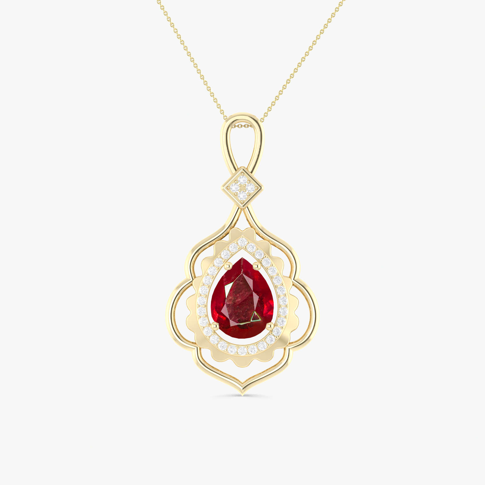 Natural Ruby Pendant Necklace with Pear Stone Charm - Elegant Jewelry for Women, Gift for Her, Perfect for Parties & Special Occasions