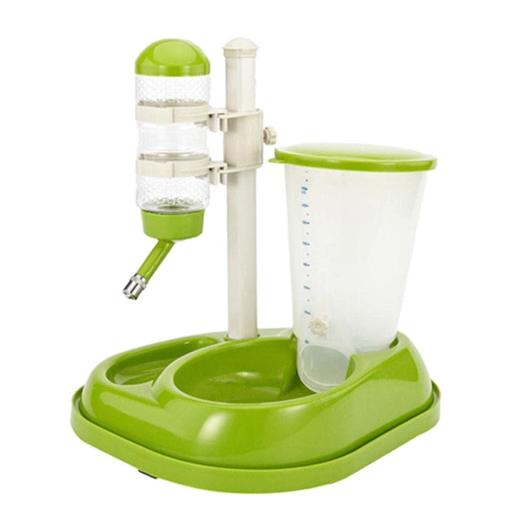 UJEAVETTE Automatic Pet Water Drinker & Feeder Bowl for Cats and Dogs, Green - Ideal for Home, Office, and Travel Use