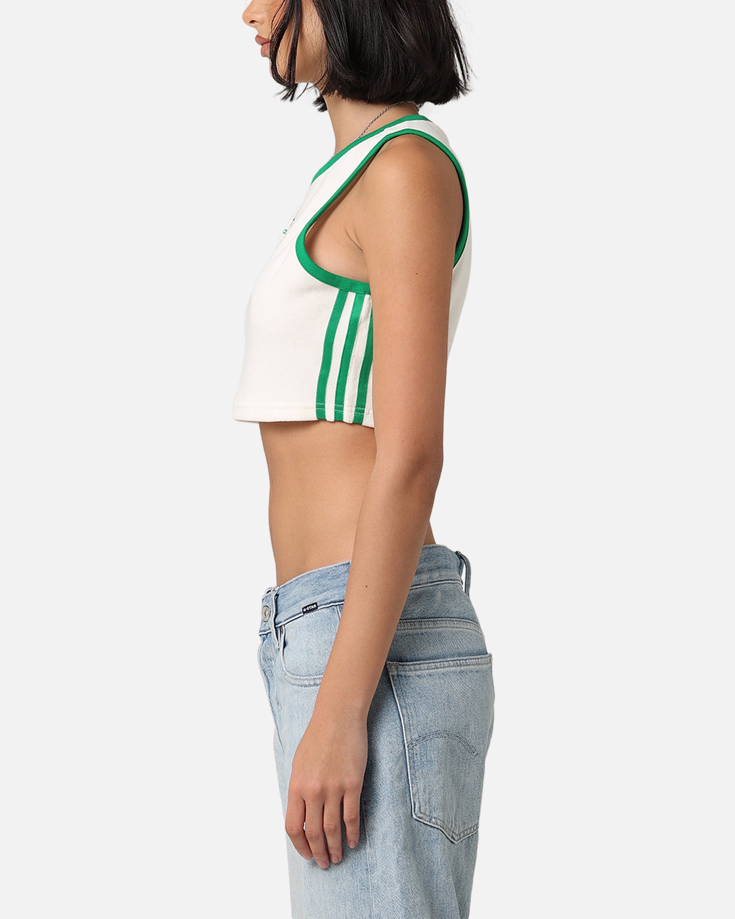Adidas Women's Terry Cropped Tank Top - Breathable Workout Shirt for Yoga, Running & Gym | Off White Athletic Wear