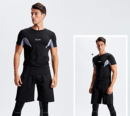 BUYJYA 5-Pack Men's Compression Workout Set - Long Sleeve Shirt & Pants for Gym, Running, Training & Sports | Moisture-Wicking Athletic Clothing for Men