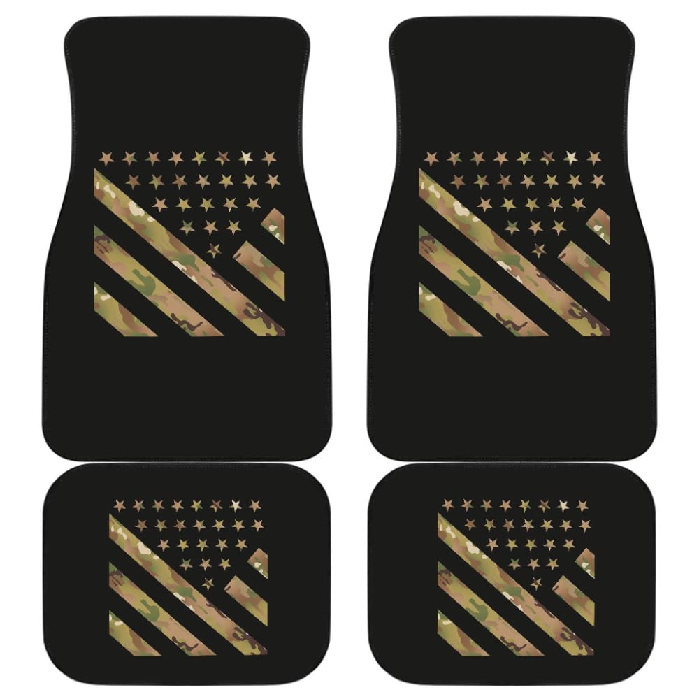 Premium Green American Flag Car Floor Mats - Stars & Stripes Design, All-Weather Protection, Non-Slip Backing - Perfect for Trucks, SUVs & Sedans - Model 211803