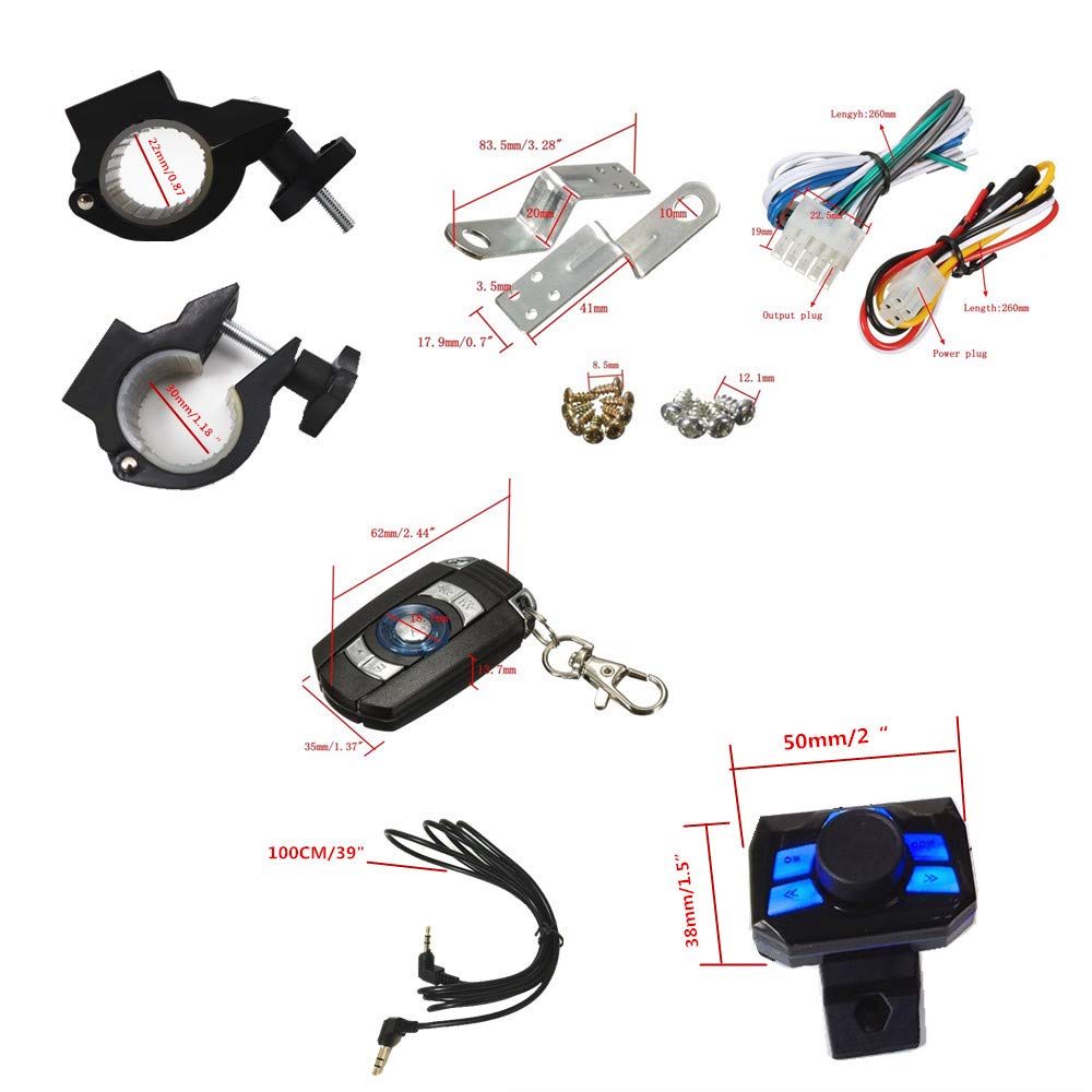 12V Waterproof Bluetooth Amplifier Sound System for Motorcycle, UTV, ATV - 4 Channel 3 Inch Stereo Speakers with FM/USB & Hands-Free Calling - Perfect for Off-Road Adventures & Outdoor Audio Enhancement