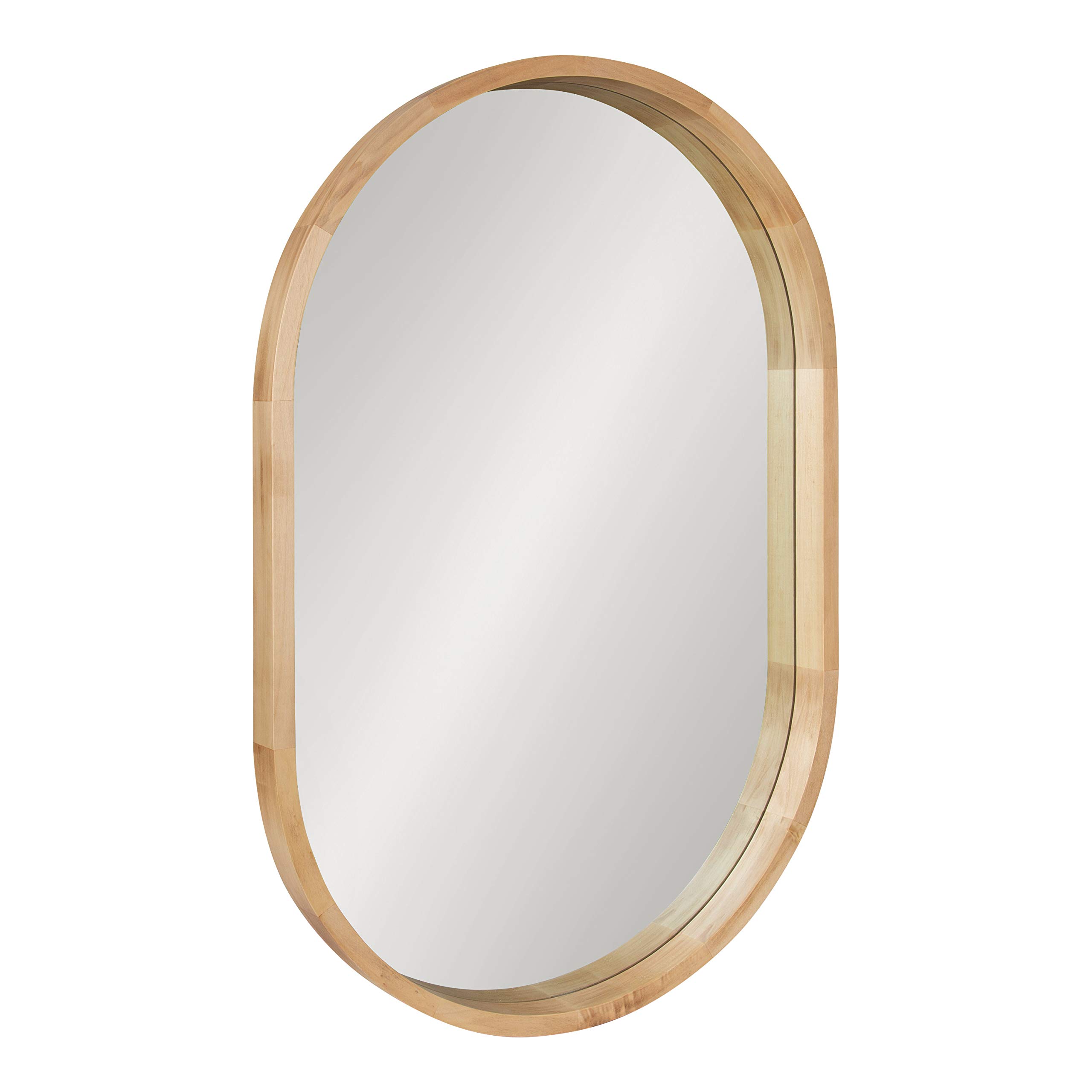 Kate and Laurel Hutton Modern Capsule Wall Mirror 24x36 Inches - Natural Wood Scandinavian Style Decorative Mirror for Living Room, Bedroom & Entryway