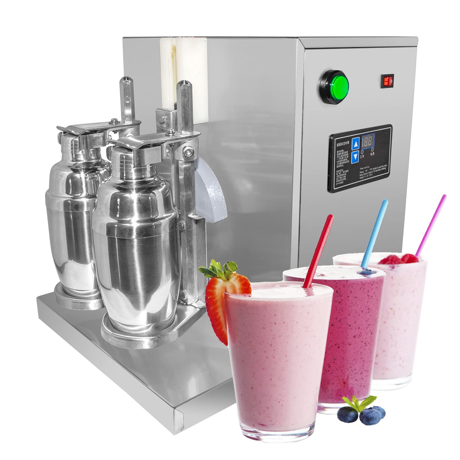 ALD Electric Milk Tea Shaker - Professional Double Cup Drink Mixer, Stainless Steel Cocktail Blender, 110V Commercial Beverage Machine for Bubble Tea, Smoothies & Protein Shakes - Perfect for Cafes, Bars & Home Use
