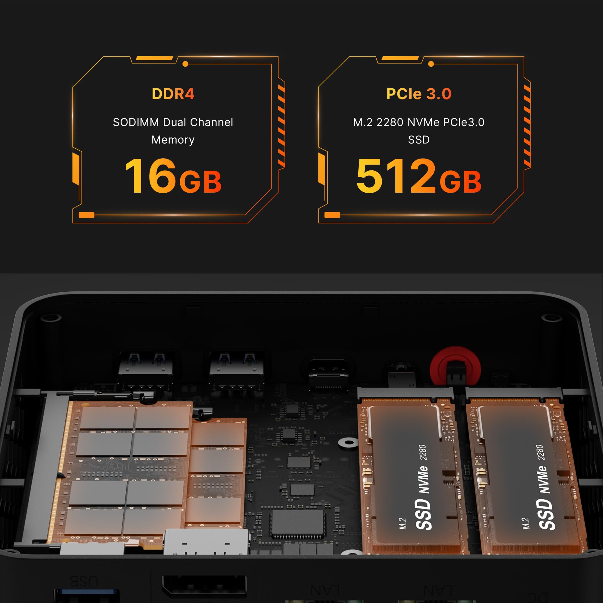 BOSGAME Gaming Mini PC AMD Ryzen 7 5700U | 16GB DDR4 RAM 512GB SSD | Micro Desktop Computer with Dual LAN 2.5GbE, 4K Triple Display, WiFi6E & BT5.2 | Powerful Compact PC for Home Office, Gaming & Streaming